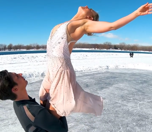 Madi and Zach on outdoor ice