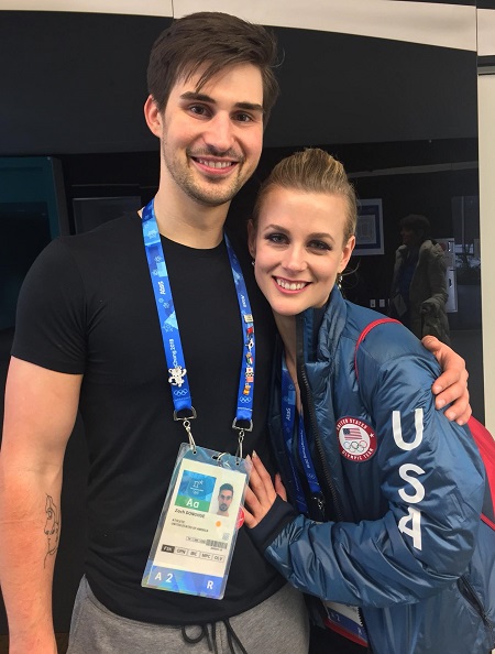 Madi and Zach happy after the short dance the Olympics